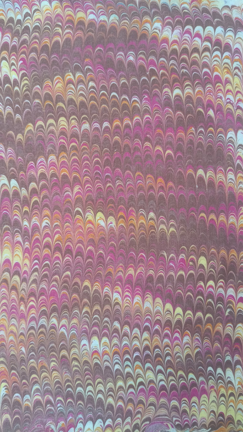 EBRU na plátně - Vlnky červenohnědé