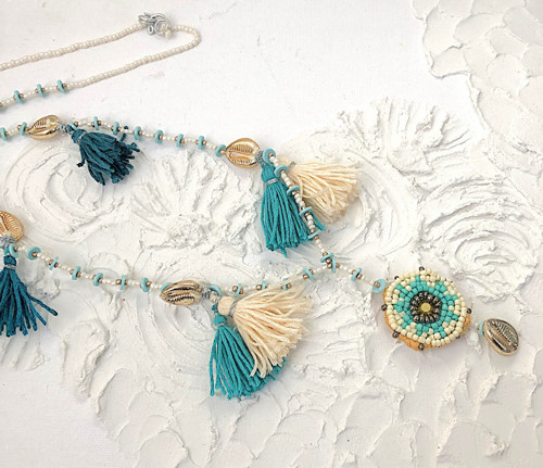 OOAK Boho chic designový korálkový náhrdelník