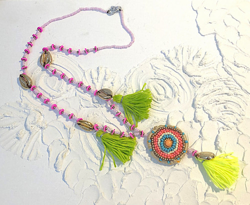 OOAK Boho chic designový korálkový náhrdelník
