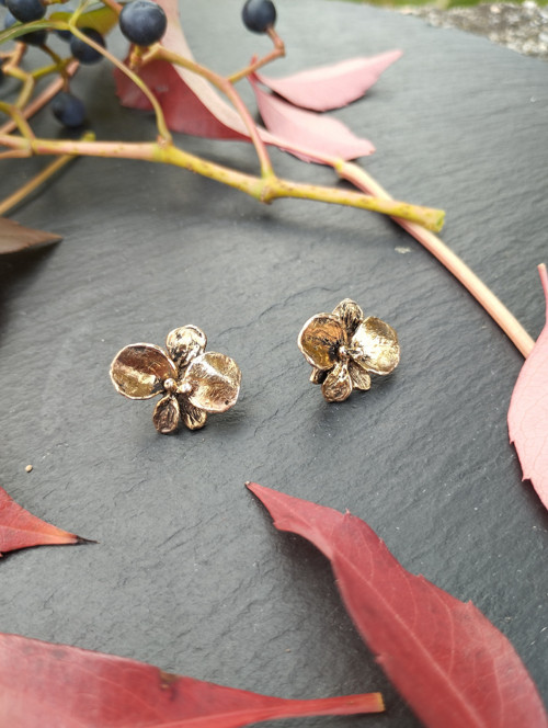 Náušnice Orchidej – růžový bronz