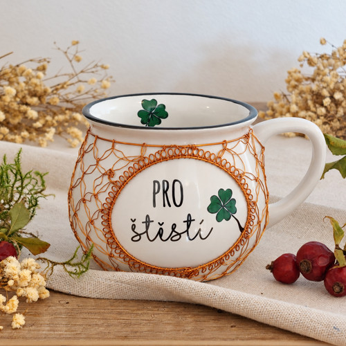 Drátovaný keramický hrnek Pro štěstí – 0,25 l