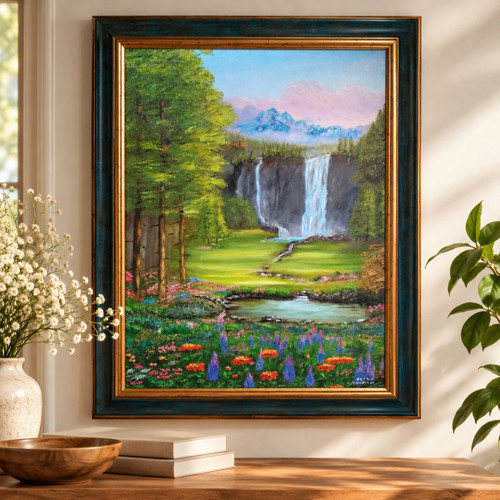 Švýcarské kouzlo – originální olejomalba 50 × 70cm