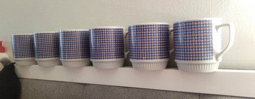 Retro sada hrnků Royal Dux ČSSR – 6 ks (TOP stav,