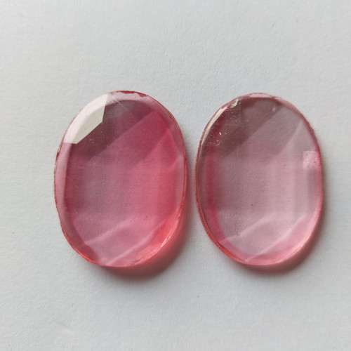 Skleněné kabošony růžové – ovál 34,5 mm, 2 ks