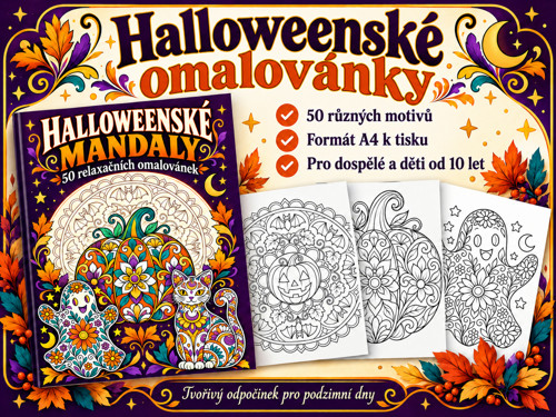 Halloweenské mandaly – 50 omalovánek PDF — foto 1