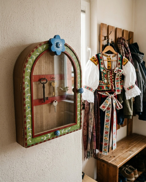 Skříňka na klíče folklorní