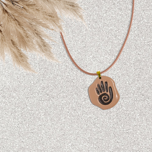 Hopi hand mocca - FIMO náhrdelník