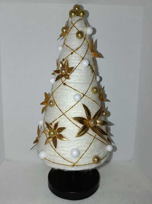 Zimní dekorativní stromeček „Zlatý sníh“ 28 cm