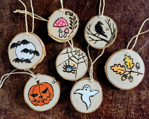 Halloweenská sada vypalovaných ozdob