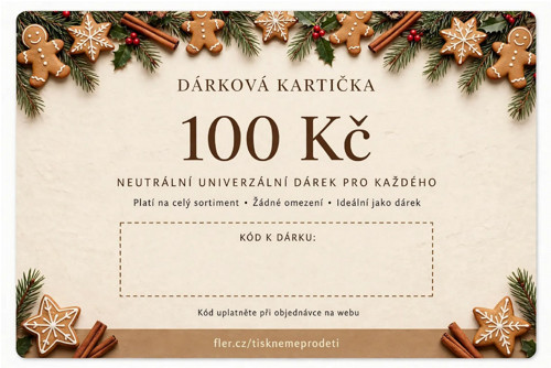 Vánoční dárková kartička 100 Kč - perníčková