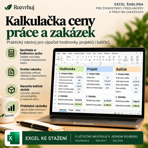 Kalkulačka ceny práce a zakázek – Excel šablona