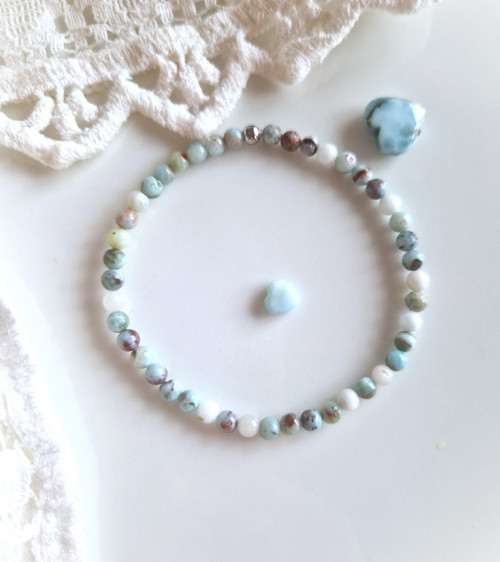 Přírodní larimar*minerální náramek 0,42 cm