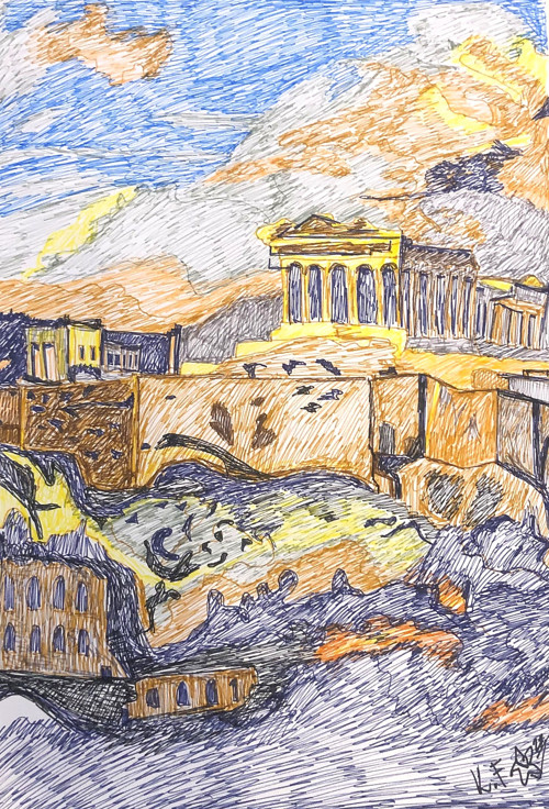 Akropolis – autorský obraz k tisku | Digitální A4