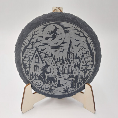 Podtácek z břidlice - Halloween čarovná vesnice