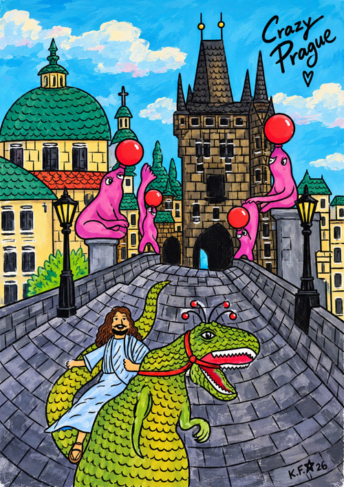 Bláznivá Praha | Autorský obraz k tisku A4