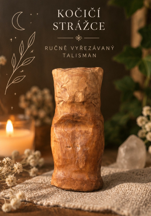 Kočičí strážce | Ručně vyřezávaná dřevěná soška