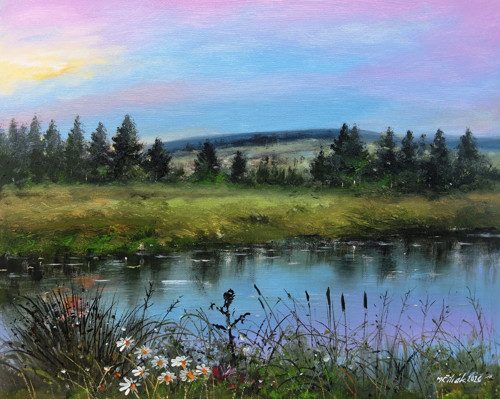 Ráno u rybníka - orig. akryl