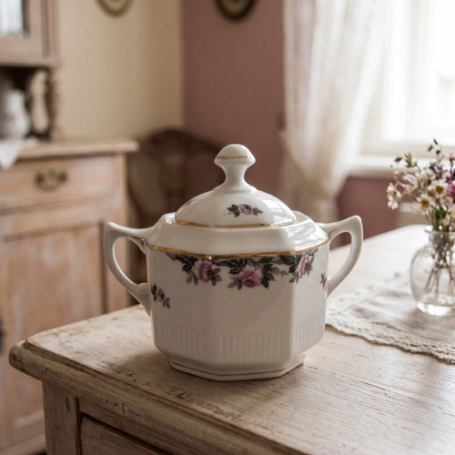 Večerní růže...porcelánová cukřenka