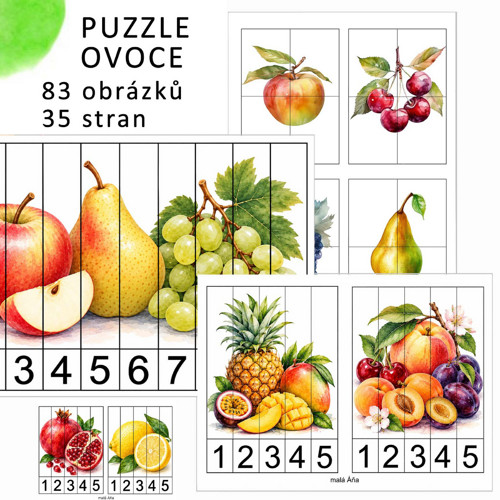 OVOCE - počítání a puzzle pro nejmenší v PDF