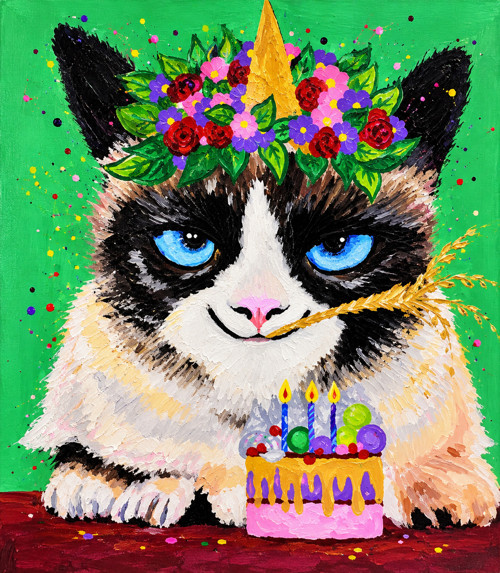 HAPPY CAT – autorský obraz k tisku A4