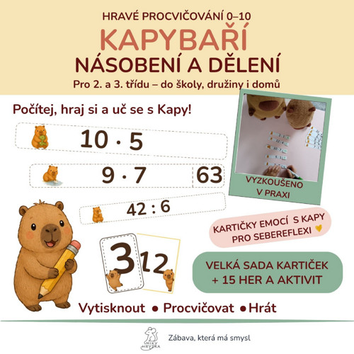 Kapybaří násobilka – násobení a dělení 0–10, PDF