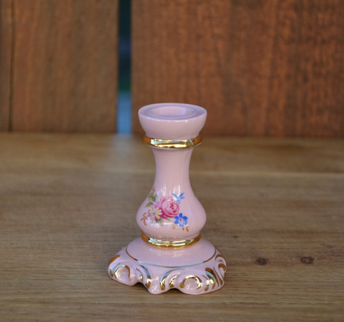 Svícen - růžový porcelán