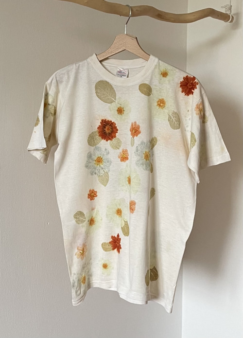 Bavlněné tričko ecoprint — foto 1