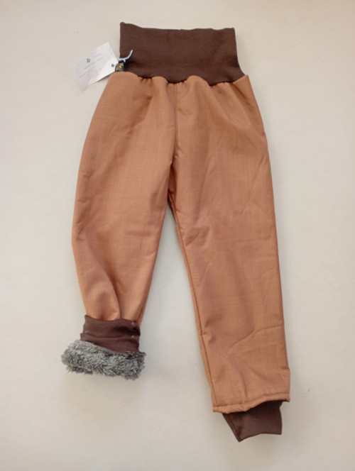 Beránkové softshellové kalhoty 98 Hnědé