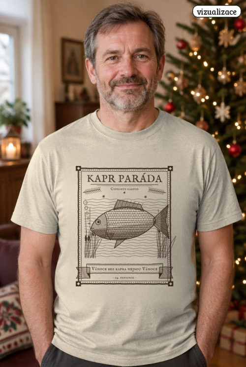 Pánské tričko „Kapr paráda“ (dřevoryt)