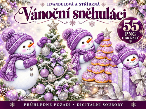 Vánoční sněhuláci – 55 PNG obrázků na tvoření