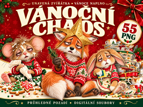 Vánoční chaos – 55 PNG unavených zvířátek