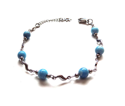 Náramek z chirur. oceli a Larimar