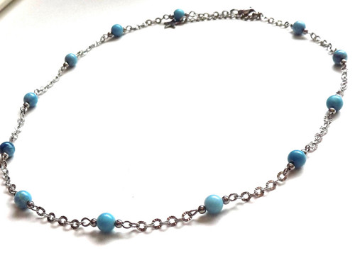 Náhrdelník z chirur. oceli a Larimar