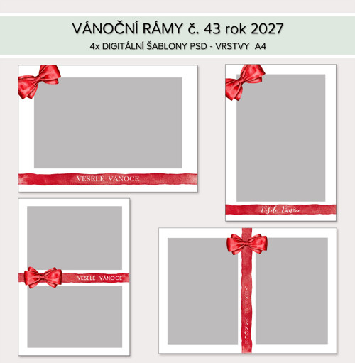 Vánoční rámy č. 43 - digitální šablony PSD 2027