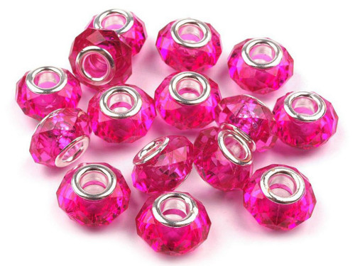 Korálek velký průvlek, 14x5,9mm, malina, 1ks