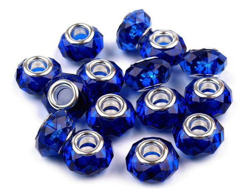 Korálek velký průvlek, 14x5,9mm, modrá námoř., 1ks