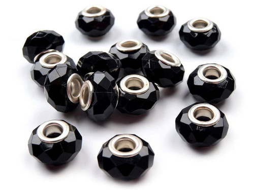 Korálek velký průvlek, 14x5,9mm, černá, 1ks