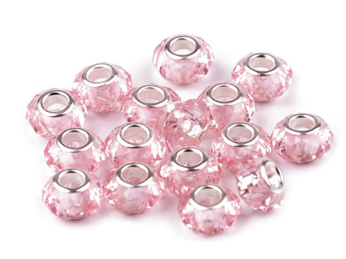 Korálek velký průvlek, 14x5,9mm, růžová sv., 1ks