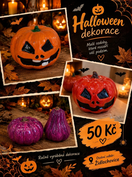 Halloweenská kolekce ručně vyráběných dekorací