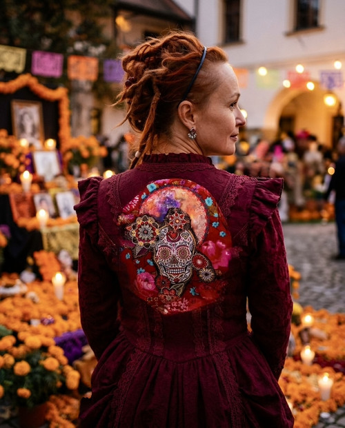 "Muerte!", textilní aplikace / koláž