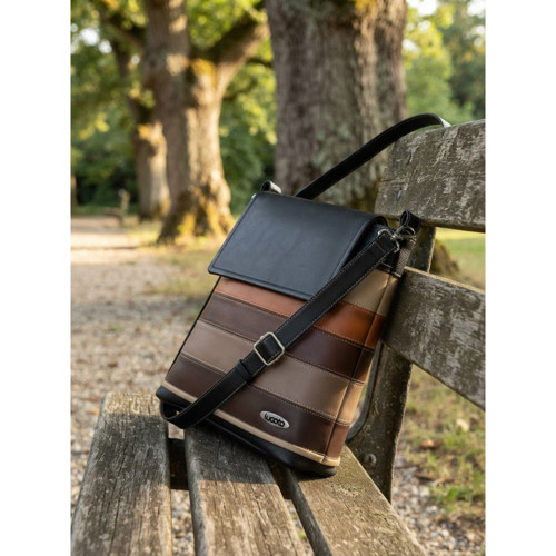 Crossbody kabelka Evi Country – hnědé pruhy