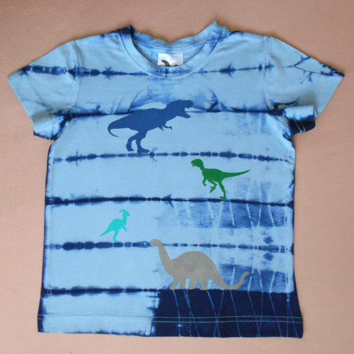 Modré dětské tričko s dinosaury (4 roky)