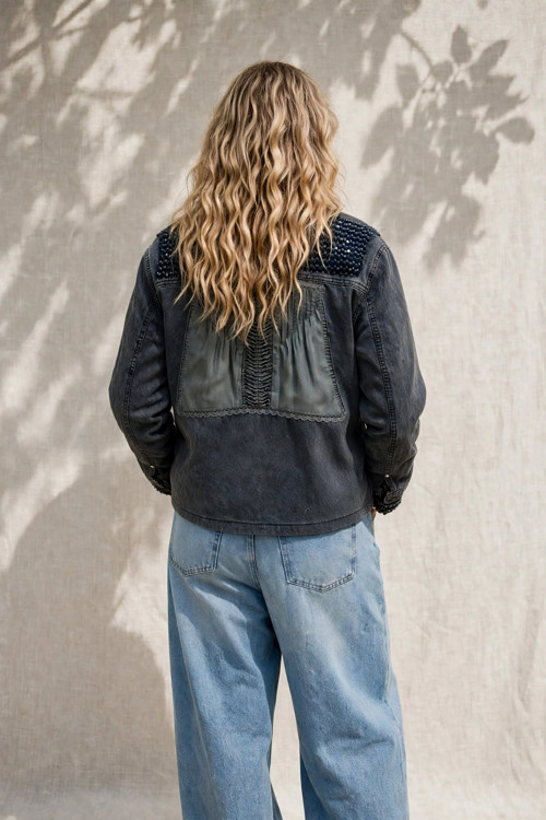 ÁNTRÉ- Washed bunda oversize /šedá trucker M/L
