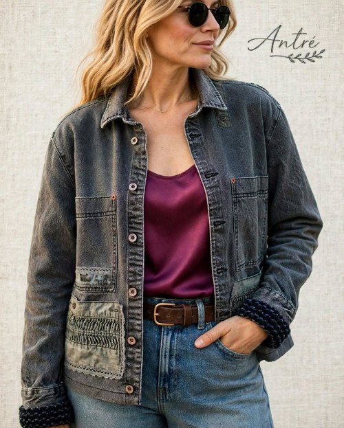 ÁNTRÉ- Washed bunda oversize /šedá trucker M/L