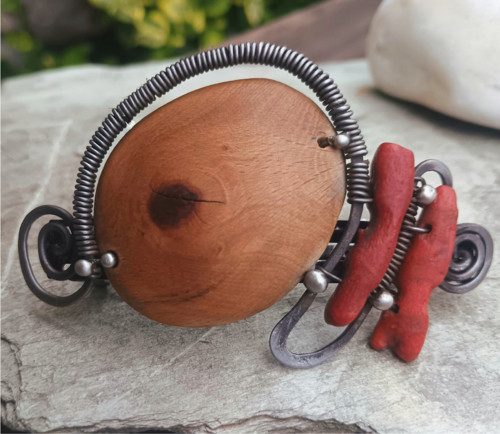 Korálová asymetrie - spona do vlasů 8 cm