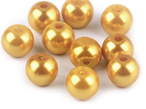 Plastové voskové korálky/perly 10mm (20ks) - žlutá