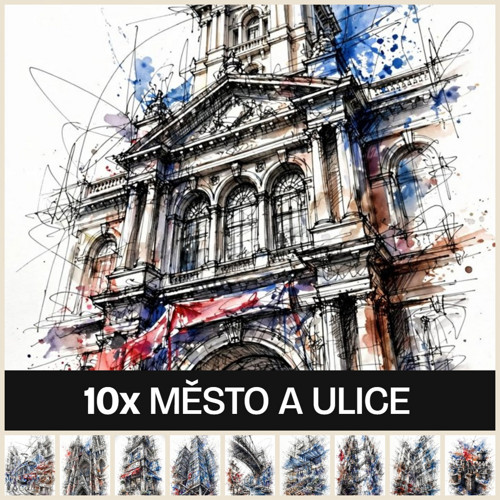 Město a ulice (Sada 10 ks - digitální grafika)