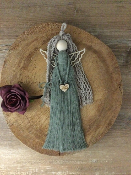 Macrame andělka v boho stylu - srdce ANDĚL STRÁŽNÝ