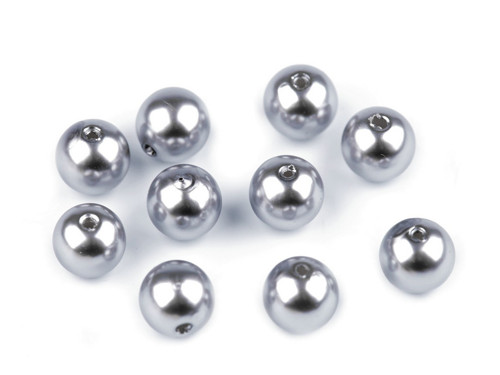 Plastové voskové korálky/perly 10mm (20ks) - šedá