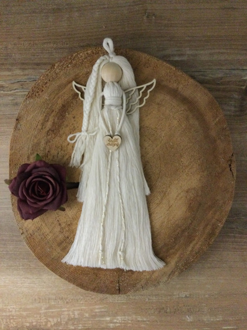 Macrame andělka v boho stylu - srdce ANDĚL STRÁŽNÝ